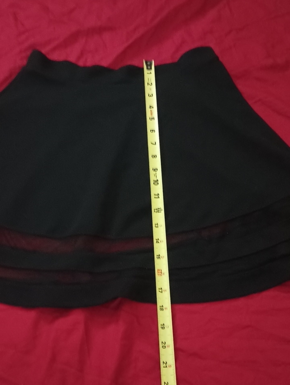 Monteau Black A-Line Skirt with Sheer Bottom Details Woman's Size L Flattering